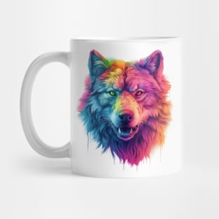 Rainbow Spirit: Trippie Wolf in Pastel Hues Mug